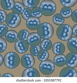 Bitcoin electronic coins seamless pattern for background.
