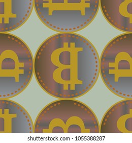 Bitcoin electronic coins seamless pattern for background.
