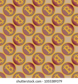 Bitcoin electronic coins seamless pattern for background.