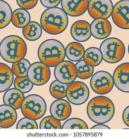 Bitcoin electronic coins seamless pattern for background.
