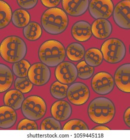 Bitcoin electronic coins seamless pattern for background.