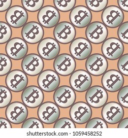 Bitcoin electronic coins seamless pattern for background.