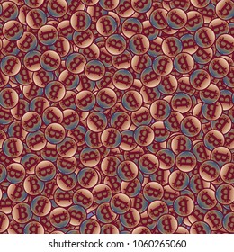 Bitcoin electronic coins seamless pattern for background.