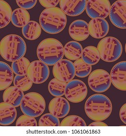 Bitcoin electronic coins seamless pattern for background.