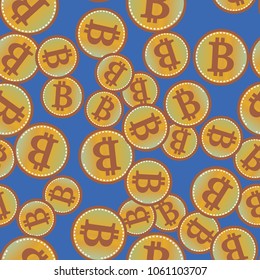 Bitcoin electronic coins seamless pattern for background.