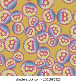 Bitcoin electronic coins seamless pattern for background.