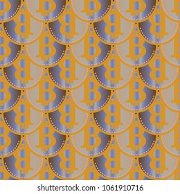 Bitcoin electronic coins seamless pattern for background.