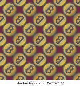 Bitcoin electronic coins seamless pattern for background.