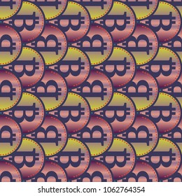Bitcoin electronic coins seamless pattern for background.