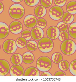 Bitcoin electronic coins seamless pattern for background.