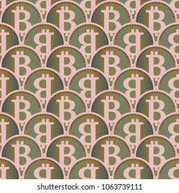 Bitcoin electronic coins seamless pattern for background.