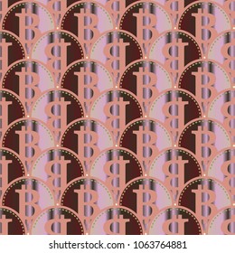 Bitcoin electronic coins seamless pattern for background.
