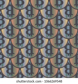 Bitcoin electronic coins seamless pattern for background.