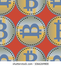 Bitcoin electronic coins seamless pattern for background.
