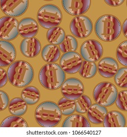 Bitcoin electronic coins seamless pattern for background.