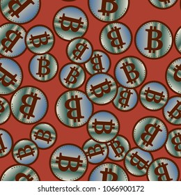 Bitcoin electronic coins seamless pattern for background.