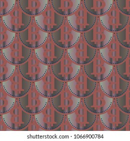 Bitcoin electronic coins seamless pattern for background.