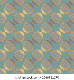 Bitcoin electronic coins seamless pattern for background.