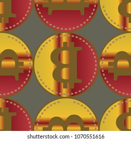 Bitcoin electronic coins seamless pattern for background.