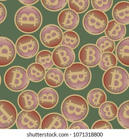 Bitcoin electronic coins seamless pattern for background.