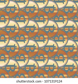 Bitcoin electronic coins seamless pattern for background.