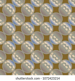 Bitcoin electronic coins seamless pattern for background.