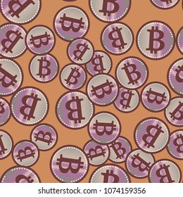 Bitcoin electronic coins seamless pattern for background.