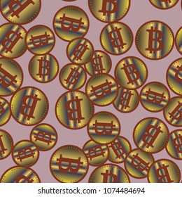 Bitcoin electronic coins seamless pattern for background.