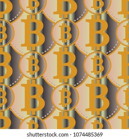 Bitcoin electronic coins seamless pattern for background.