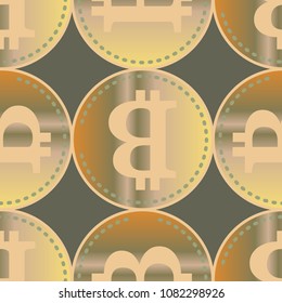 Bitcoin electronic coins seamless pattern for background.