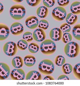 Bitcoin electronic coins seamless pattern for background.