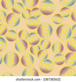 Bitcoin electronic coins seamless pattern for background.