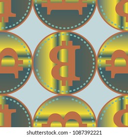 Bitcoin electronic coins seamless pattern for background.