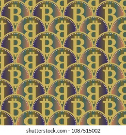 Bitcoin electronic coins seamless pattern for background.