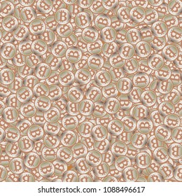 Bitcoin electronic coins seamless pattern for background.