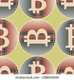 Bitcoin electronic coins seamless pattern for background.