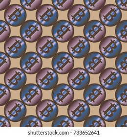 Bitcoin electronic coins seamless pattern for background.