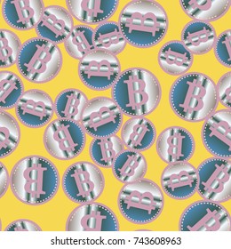 Bitcoin electronic coins seamless pattern for background.