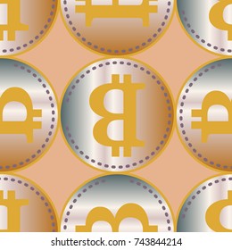 Bitcoin electronic coins seamless pattern for background.