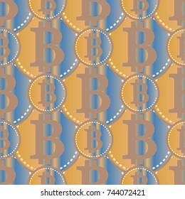 Bitcoin electronic coins seamless pattern for background.