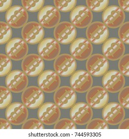 Bitcoin electronic coins seamless pattern for background.