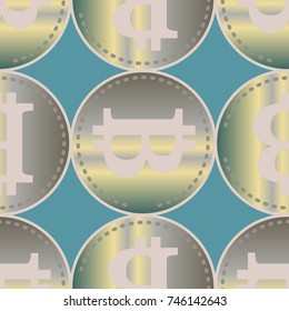 Bitcoin electronic coins seamless pattern for background.