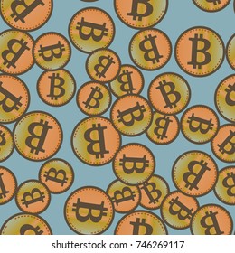 Bitcoin electronic coins seamless pattern for background.