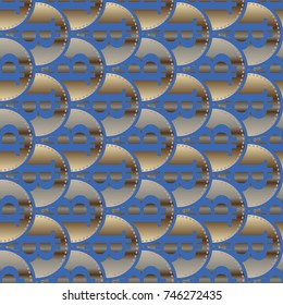 Bitcoin electronic coins seamless pattern for background.