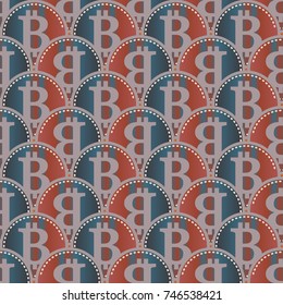 Bitcoin electronic coins seamless pattern for background.
