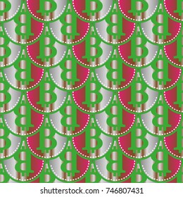 Bitcoin electronic coins seamless pattern for background.