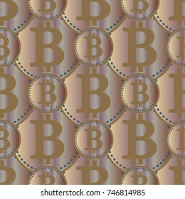 Bitcoin electronic coins seamless pattern for background.