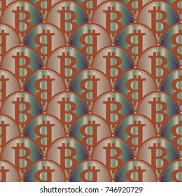 Bitcoin electronic coins seamless pattern for background.