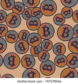 Bitcoin electronic coins seamless pattern for background.