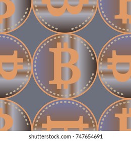 Bitcoin electronic coins seamless pattern for background.